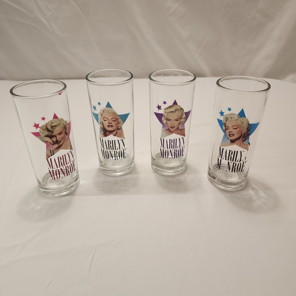 Marilyn Monroe Vintage High Ball Glasses ‎ Collectible Drinking Glasses Set of 4